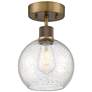 Port Nine Burgundy E26 LED Semi-Flush - Antique Brushed Brass, Seeded Glass