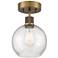 Port Nine Burgundy E26 LED Semi-Flush - Antique Brushed Brass, Seeded Glass