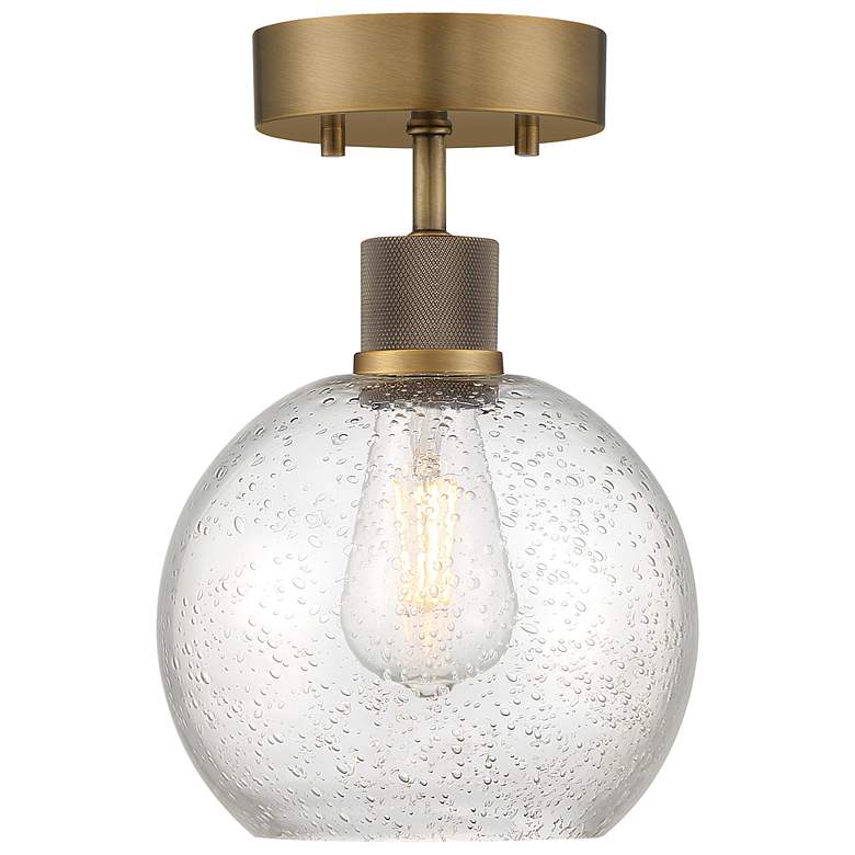 Image 2 Port Nine Burgundy E26 LED Semi-Flush - Antique Brushed Brass, Seeded Glass more views