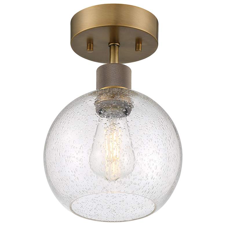 Image 3 Port Nine Burgundy E26 LED Semi-Flush - Antique Brushed Brass, Seeded Glass more views