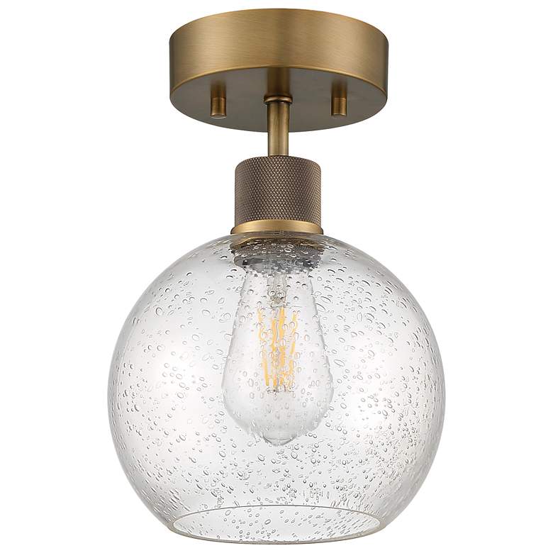 Image 4 Port Nine Burgundy E26 LED Semi-Flush - Antique Brushed Brass, Seeded Glass more views