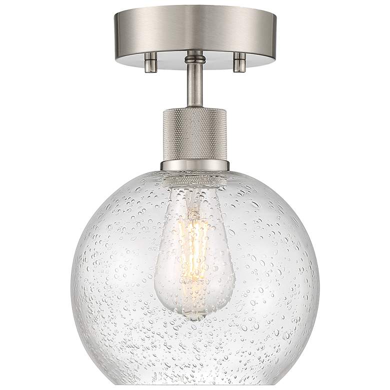 Image 2 Port Nine Burgundy E26 LED Semi-Flush - Brushed Steel - Seeded Glass more views