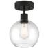 Port Nine Burgundy E26 LED Semi-Flush - Matte Black - Clear Glass