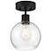 Port Nine Burgundy E26 LED Semi-Flush - Matte Black - Seeded Glass