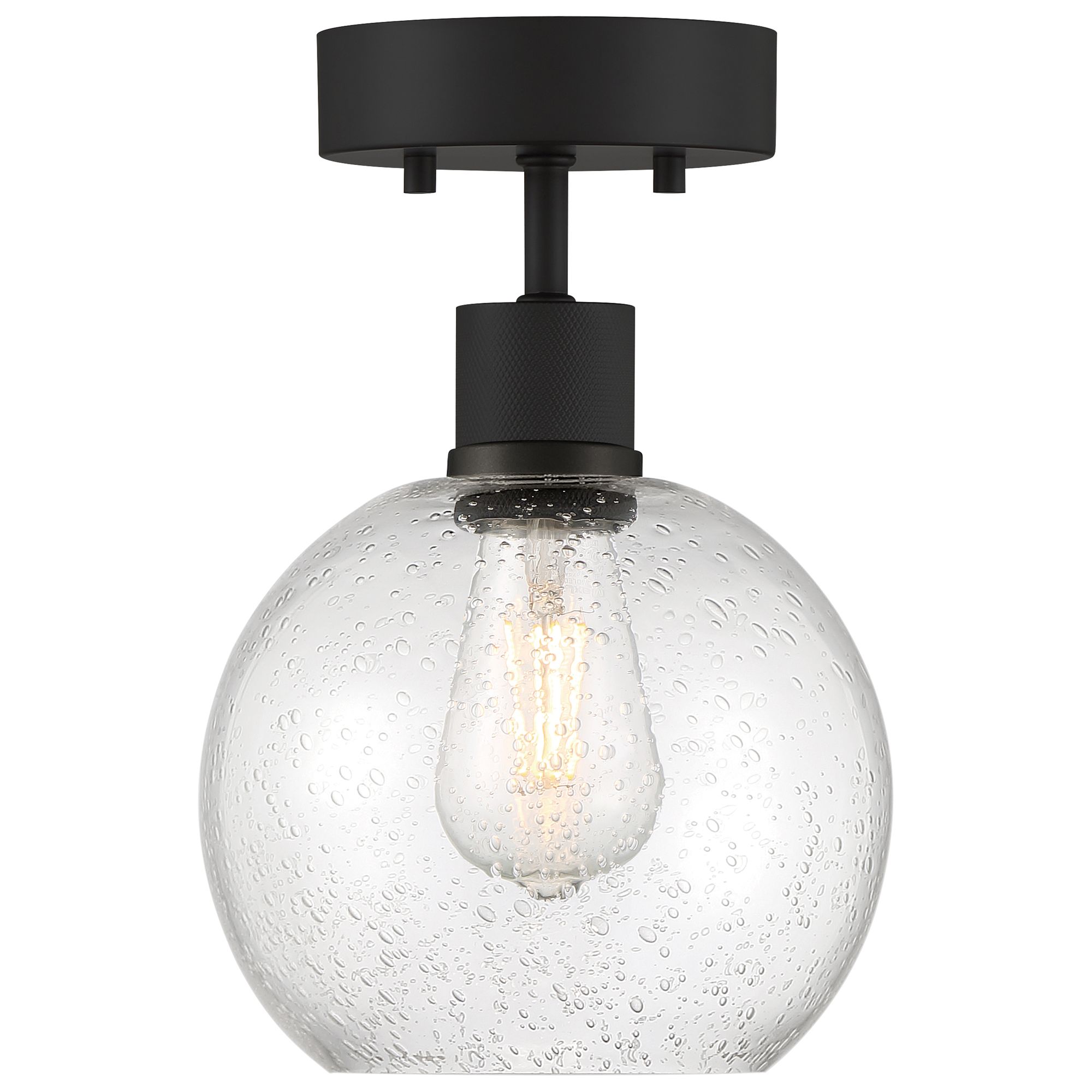 Image 2 Port Nine Burgundy E26 LED Semi-Flush - Matte Black - Seeded Glass more views