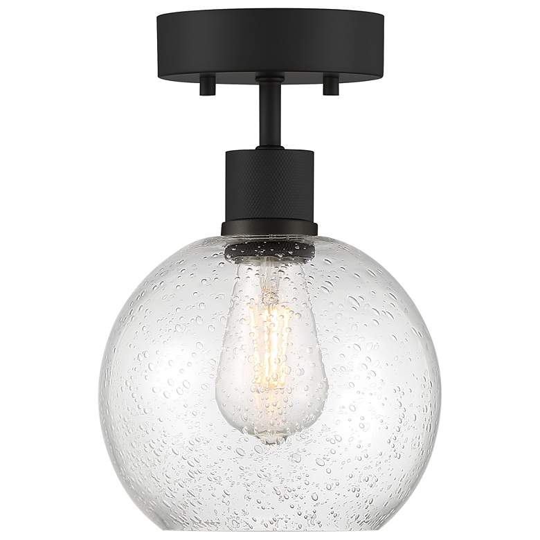 Image 2 Port Nine Burgundy E26 LED Semi-Flush - Matte Black - Seeded Glass more views
