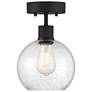2_Port Nine Burgundy E26 LED Semi-Flush - Matte Black - Seeded Glass more views