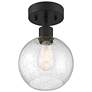 3_Port Nine Burgundy E26 LED Semi-Flush - Matte Black - Seeded Glass more views