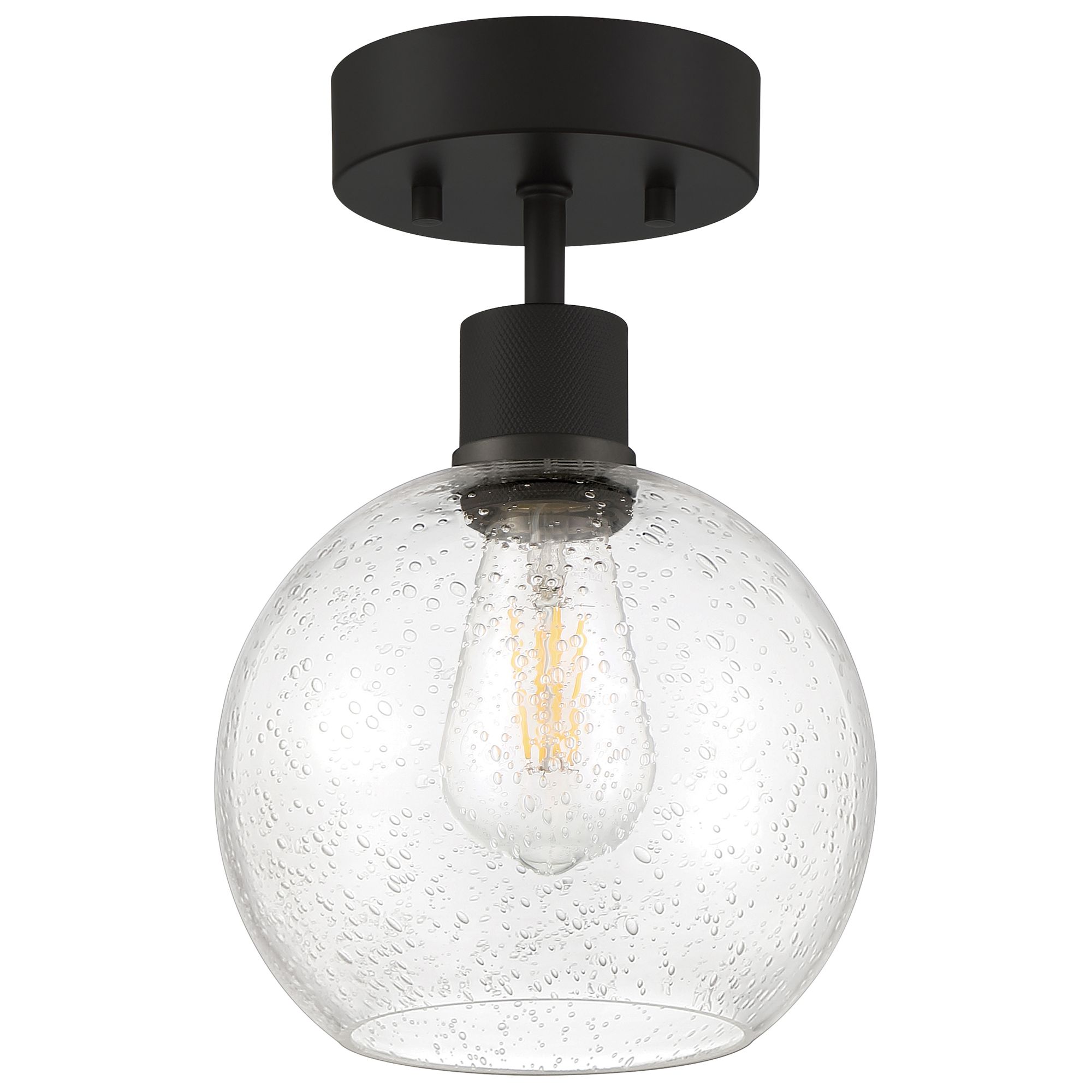 Image 4 Port Nine Burgundy E26 LED Semi-Flush - Matte Black - Seeded Glass more views