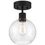 4_Port Nine Burgundy E26 LED Semi-Flush - Matte Black - Seeded Glass more views