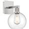 Port Nine Burgundy E26 LED Wall Sconce - Brushed Steel - Clear Glass