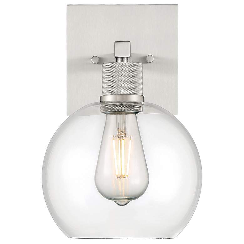 Image 2 Port Nine Burgundy E26 LED Wall Sconce - Brushed Steel - Clear Glass more views