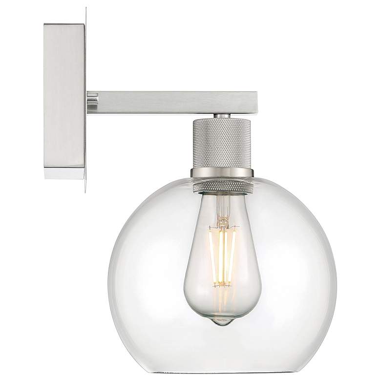 Image 3 Port Nine Burgundy E26 LED Wall Sconce - Brushed Steel - Clear Glass more views