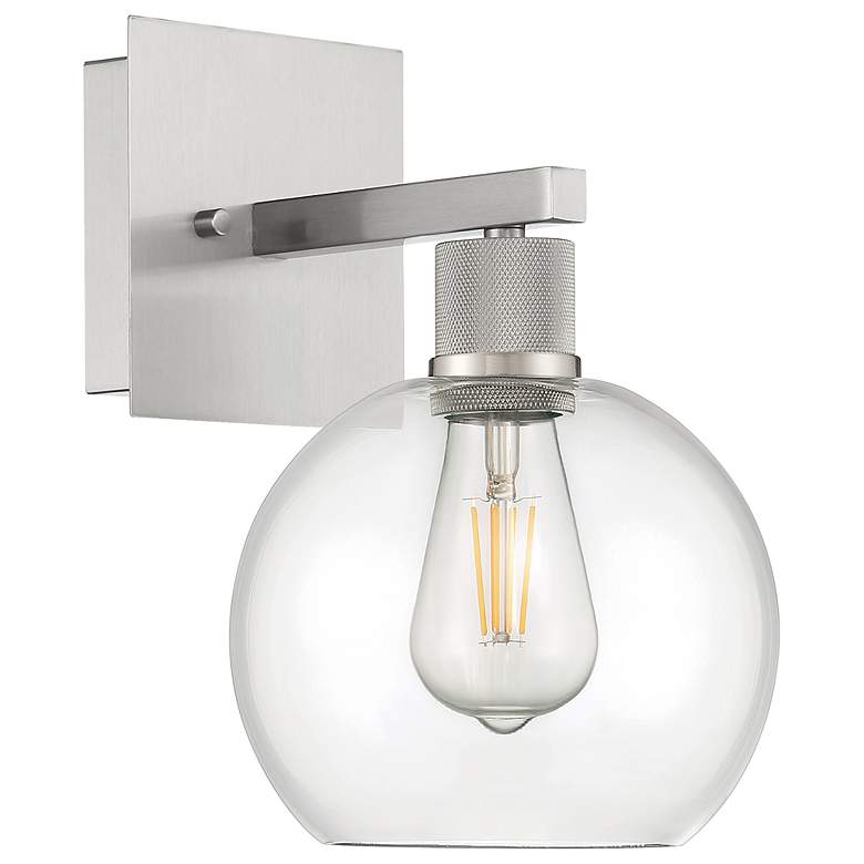 Image 6 Port Nine Burgundy E26 LED Wall Sconce - Brushed Steel - Clear Glass more views