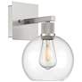 6_Port Nine Burgundy E26 LED Wall Sconce - Brushed Steel - Clear Glass more views