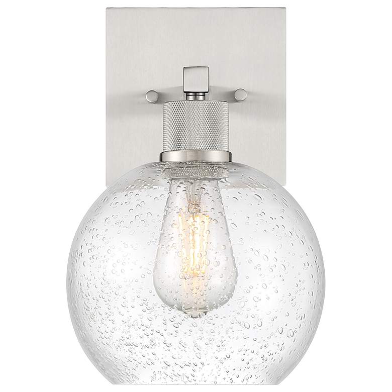 Image 2 Port Nine Burgundy E26 LED Wall Sconce - Brushed Steel - Seeded Glass more views