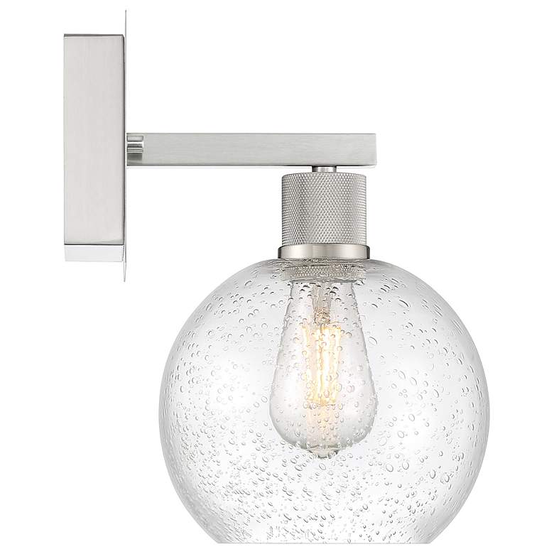 Image 3 Port Nine Burgundy E26 LED Wall Sconce - Brushed Steel - Seeded Glass more views