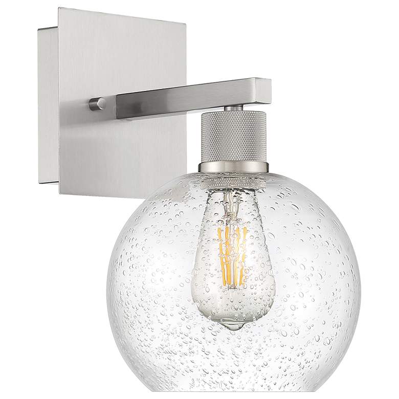 Image 6 Port Nine Burgundy E26 LED Wall Sconce - Brushed Steel - Seeded Glass more views