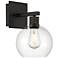 Port Nine Burgundy E26 LED Wall Sconce - Matte Black - Clear Glass