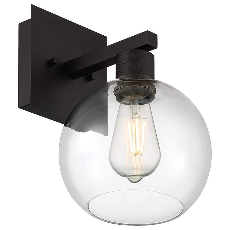 Image 4 Port Nine Burgundy E26 LED Wall Sconce - Matte Black - Clear Glass more views