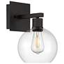 6_Port Nine Burgundy E26 LED Wall Sconce - Matte Black - Clear Glass more views