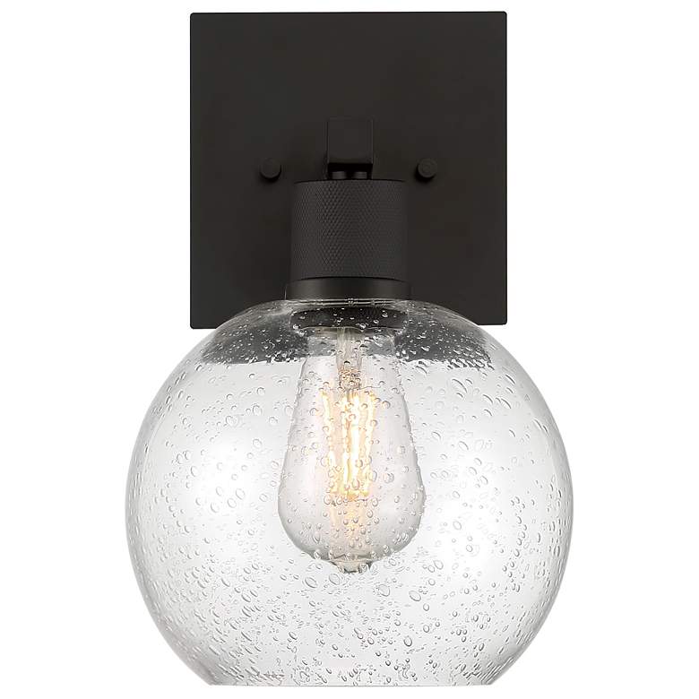 Image 2 Port Nine Burgundy E26 LED Wall Sconce - Matte Black - Seeded Glass more views