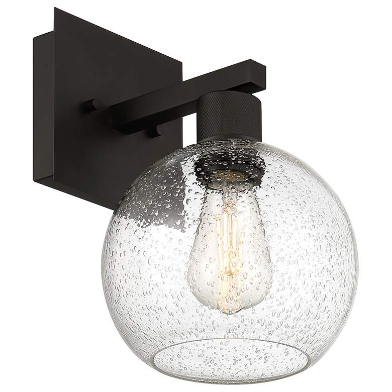 Image 4 Port Nine Burgundy E26 LED Wall Sconce - Matte Black - Seeded Glass more views