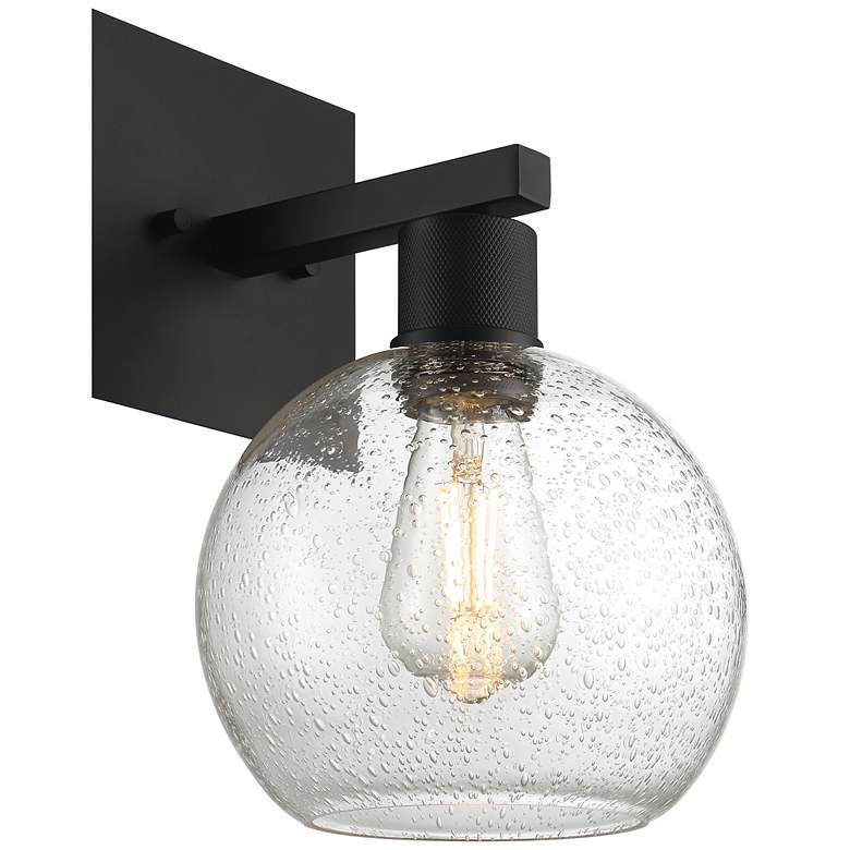 Image 5 Port Nine Burgundy E26 LED Wall Sconce - Matte Black - Seeded Glass more views