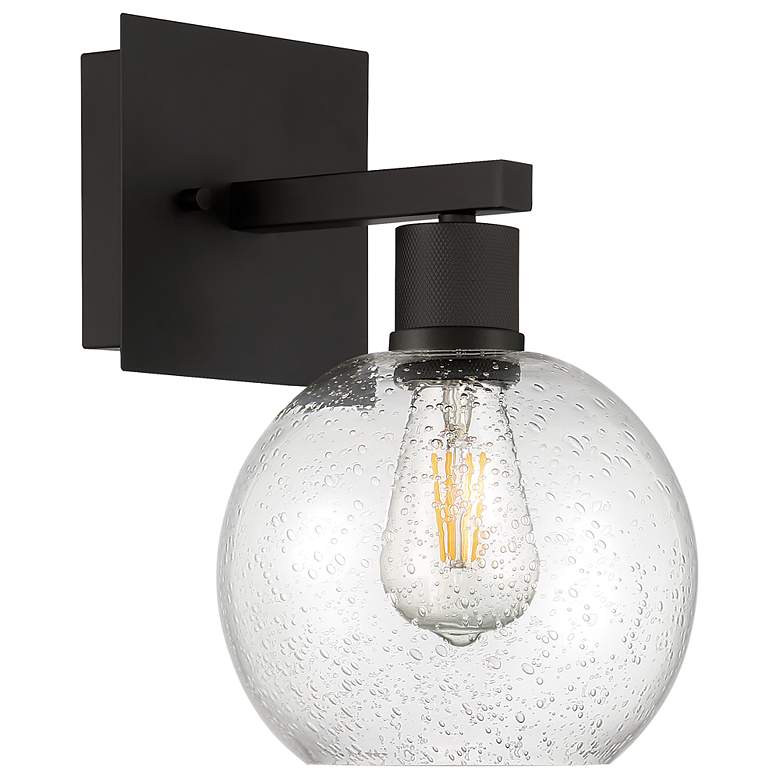 Image 6 Port Nine Burgundy E26 LED Wall Sconce - Matte Black - Seeded Glass more views