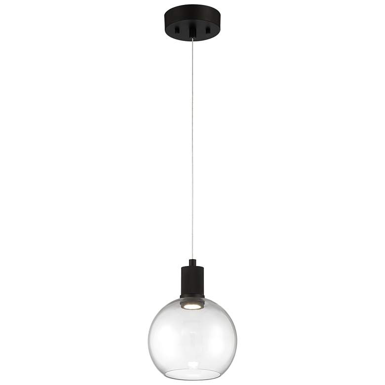 Image 1 Port Nine Burgundy LED Pendant - Matte Black Finish - Clear Glass