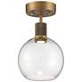 Port Nine Burgundy LED Semi-Flush - Antique Brushed Brass - Clear Glass