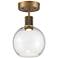 Port Nine Burgundy LED Semi-Flush - Antique Brushed Brass - Clear Glass
