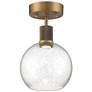 Port Nine Burgundy LED Semi-Flush - Antique Brushed Brass - Seeded Glass