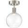 Port Nine Burgundy LED Semi-Flush - Brushed Steel - Seeded Glass