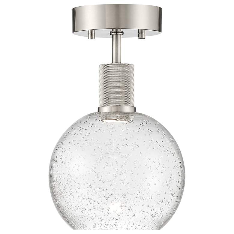 Image 2 Port Nine Burgundy LED Semi-Flush - Brushed Steel - Seeded Glass more views