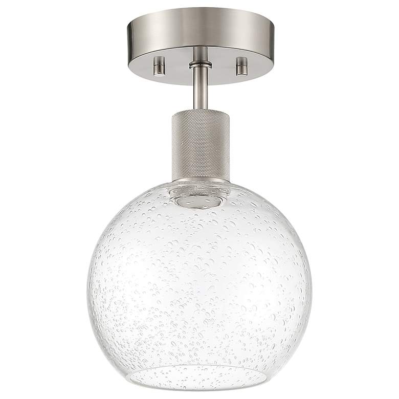 Image 4 Port Nine Burgundy LED Semi-Flush - Brushed Steel - Seeded Glass more views