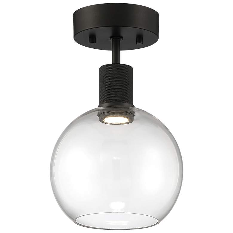 Image 1 Port Nine Burgundy LED Semi-Flush - Matte Black - Clear Glass