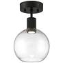 Port Nine Burgundy LED Semi-Flush - Matte Black - Clear Glass