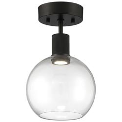 Port Nine Burgundy LED Semi-Flush - Matte Black - Clear Glass