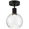 Port Nine Burgundy LED Semi-Flush - Matte Black - Seeded Glass