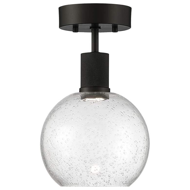 Image 2 Port Nine Burgundy LED Semi-Flush - Matte Black - Seeded Glass more views