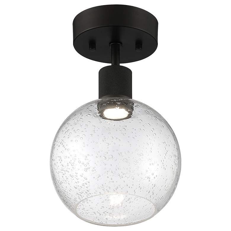 Image 3 Port Nine Burgundy LED Semi-Flush - Matte Black - Seeded Glass more views