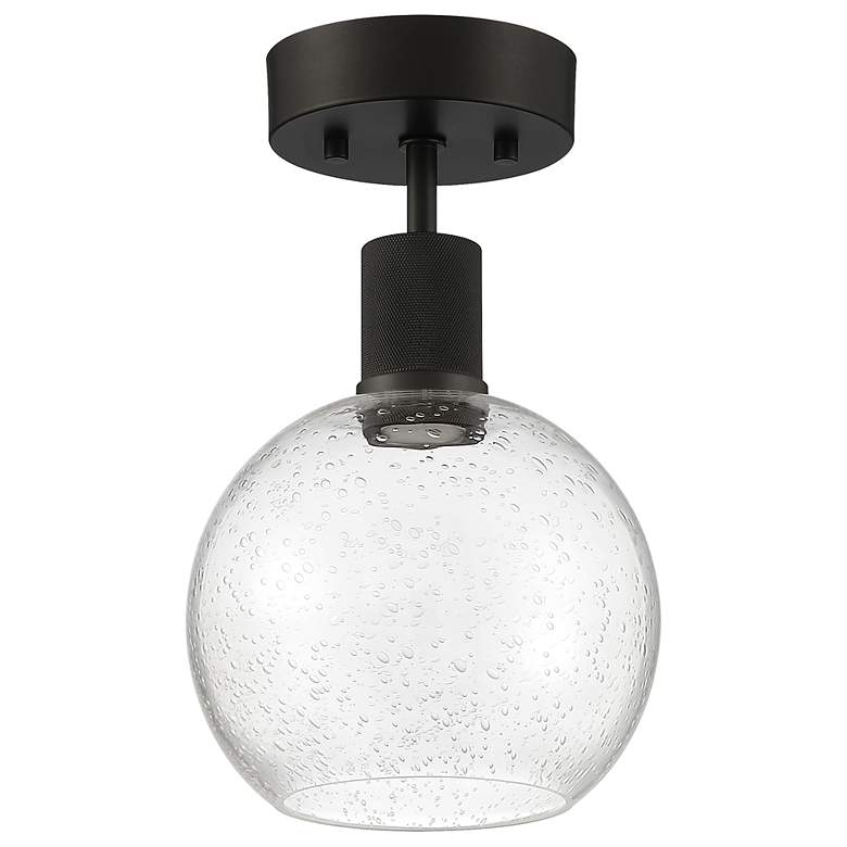 Image 4 Port Nine Burgundy LED Semi-Flush - Matte Black - Seeded Glass more views