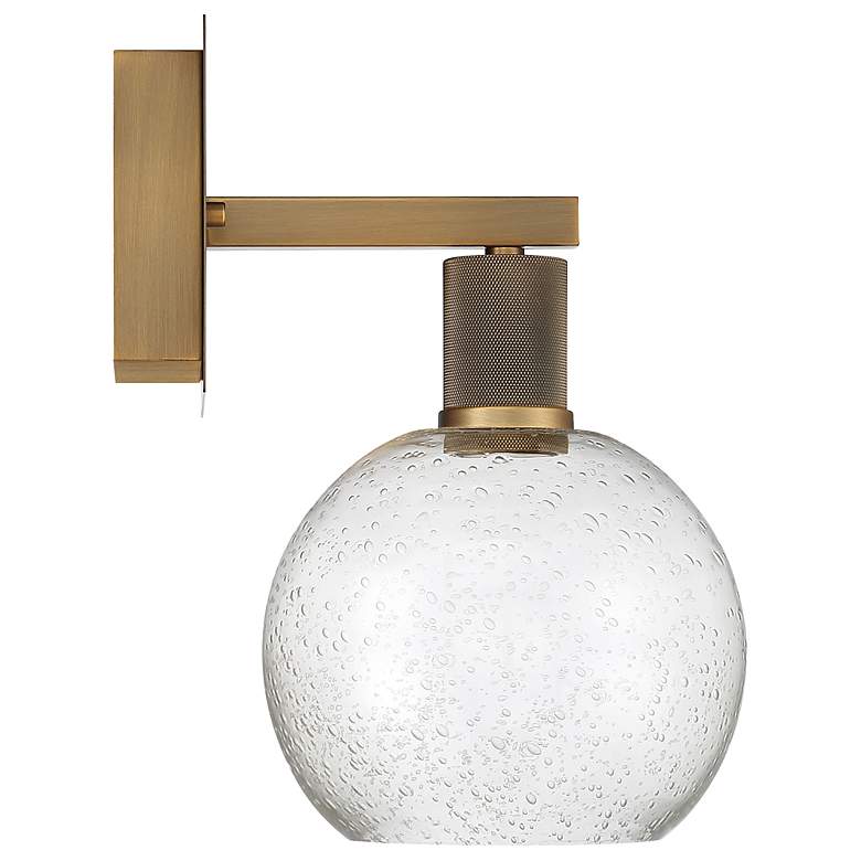Image 3 Port Nine Burgundy LED Wall Sconce - Antique Brushed Brass - Seeded Glass more views