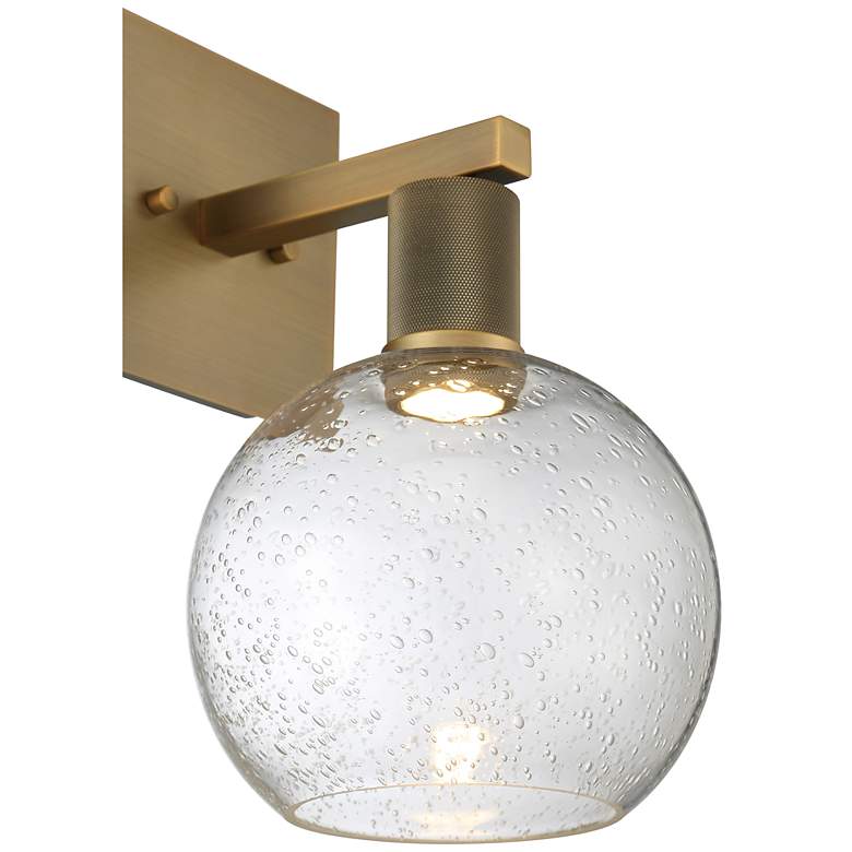Image 5 Port Nine Burgundy LED Wall Sconce - Antique Brushed Brass - Seeded Glass more views
