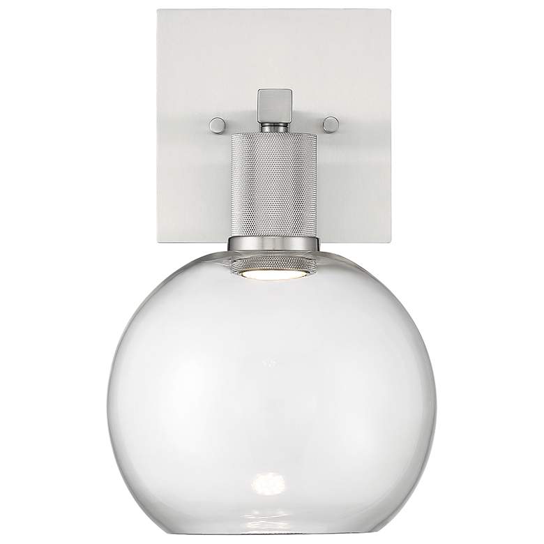 Image 2 Port Nine Burgundy LED Wall Sconce - Brushed Steel - Clear Glass more views