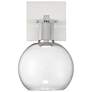 2_Port Nine Burgundy LED Wall Sconce - Brushed Steel - Clear Glass more views