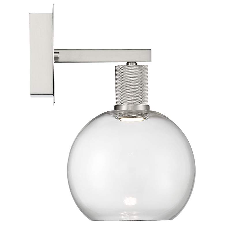 Image 3 Port Nine Burgundy LED Wall Sconce - Brushed Steel - Clear Glass more views