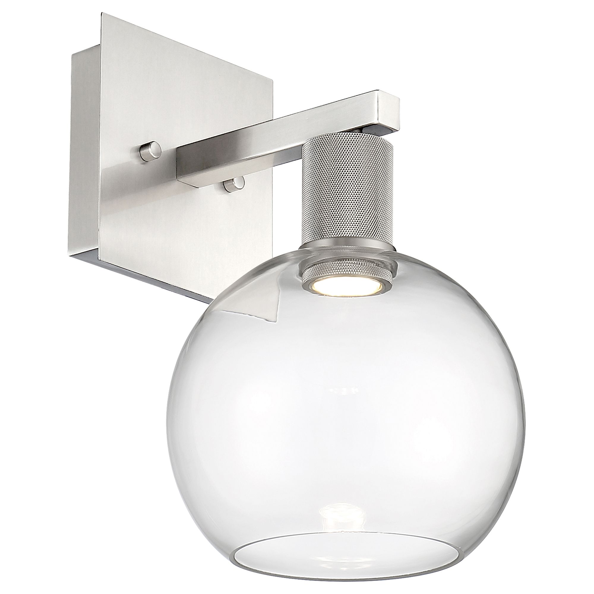 Image 4 Port Nine Burgundy LED Wall Sconce - Brushed Steel - Clear Glass more views