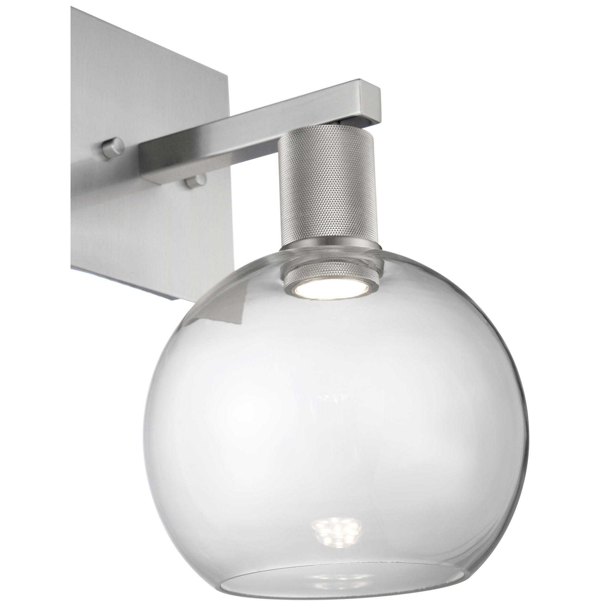 Image 5 Port Nine Burgundy LED Wall Sconce - Brushed Steel - Clear Glass more views